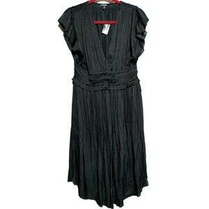 Express NWT black sleeveless maxi dress low cleavage raw hem size Medium